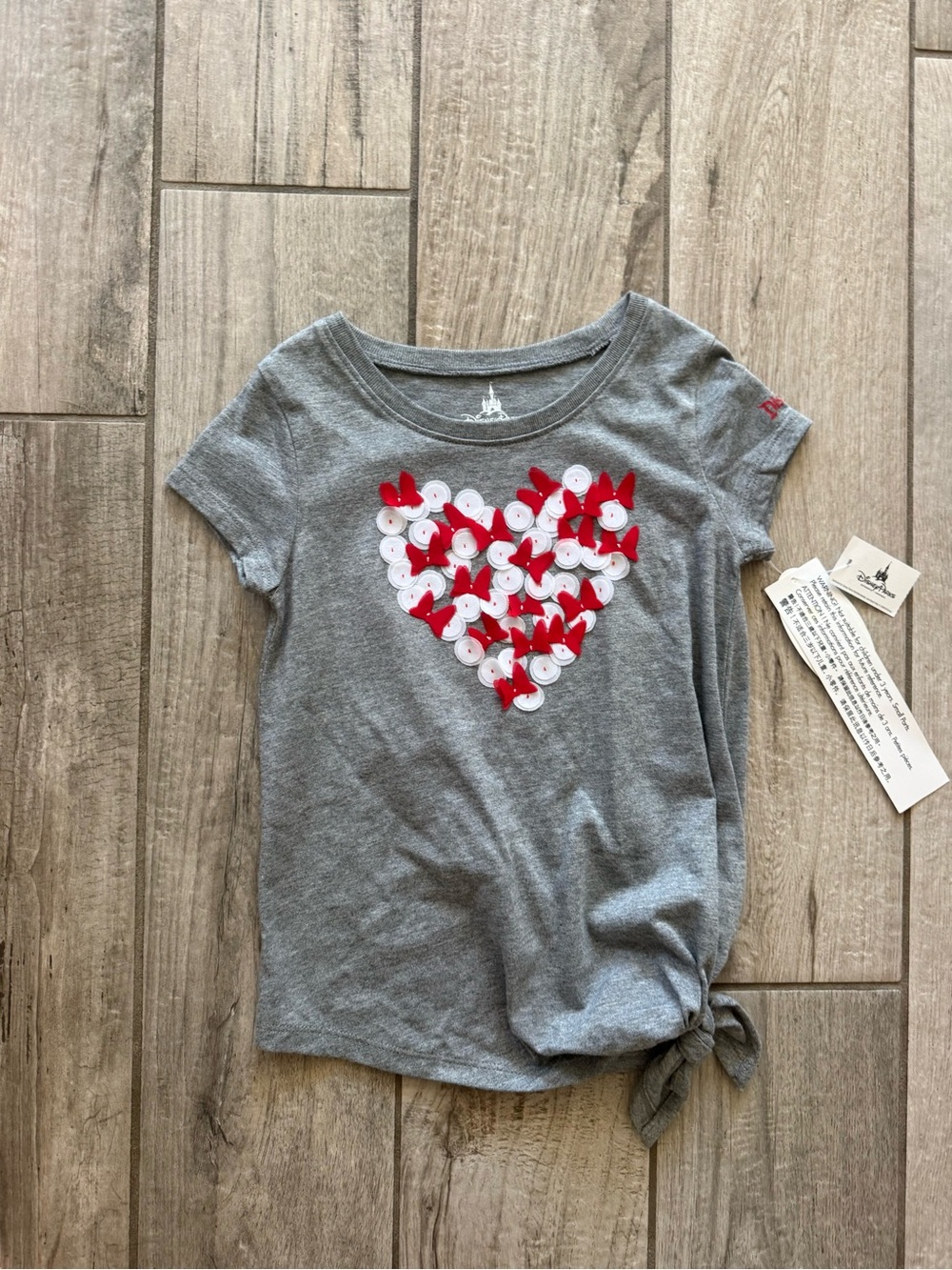 Short-Sleeve Heart Minnie Mouse bow Disney  Applique Tee
